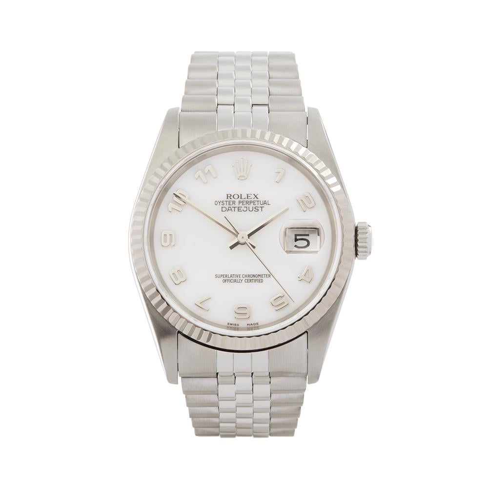 2005 Rolex Datejust 36 Steel and White Gold 16234 Wristwatch