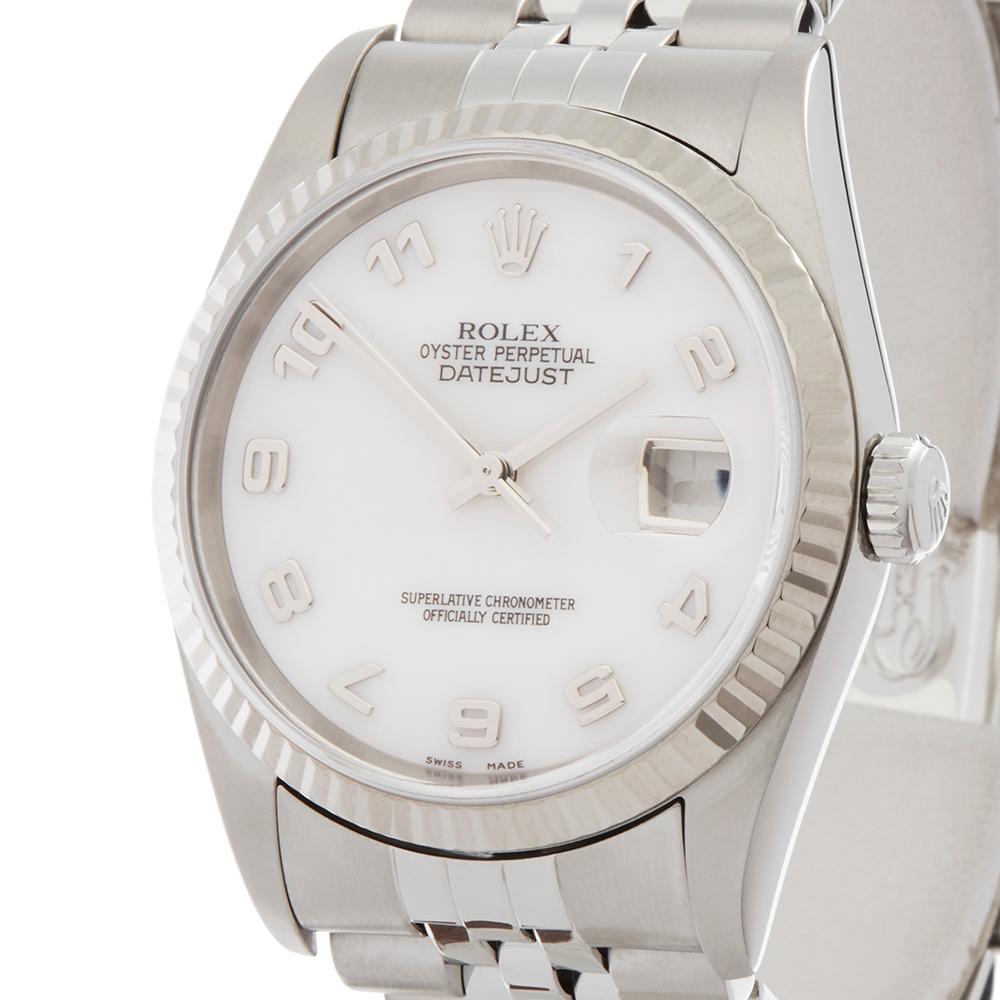 2005 Rolex Datejust 36 Steel and White Gold 16234 Wristwatch In Excellent Condition In Bishops Stortford, Hertfordshire