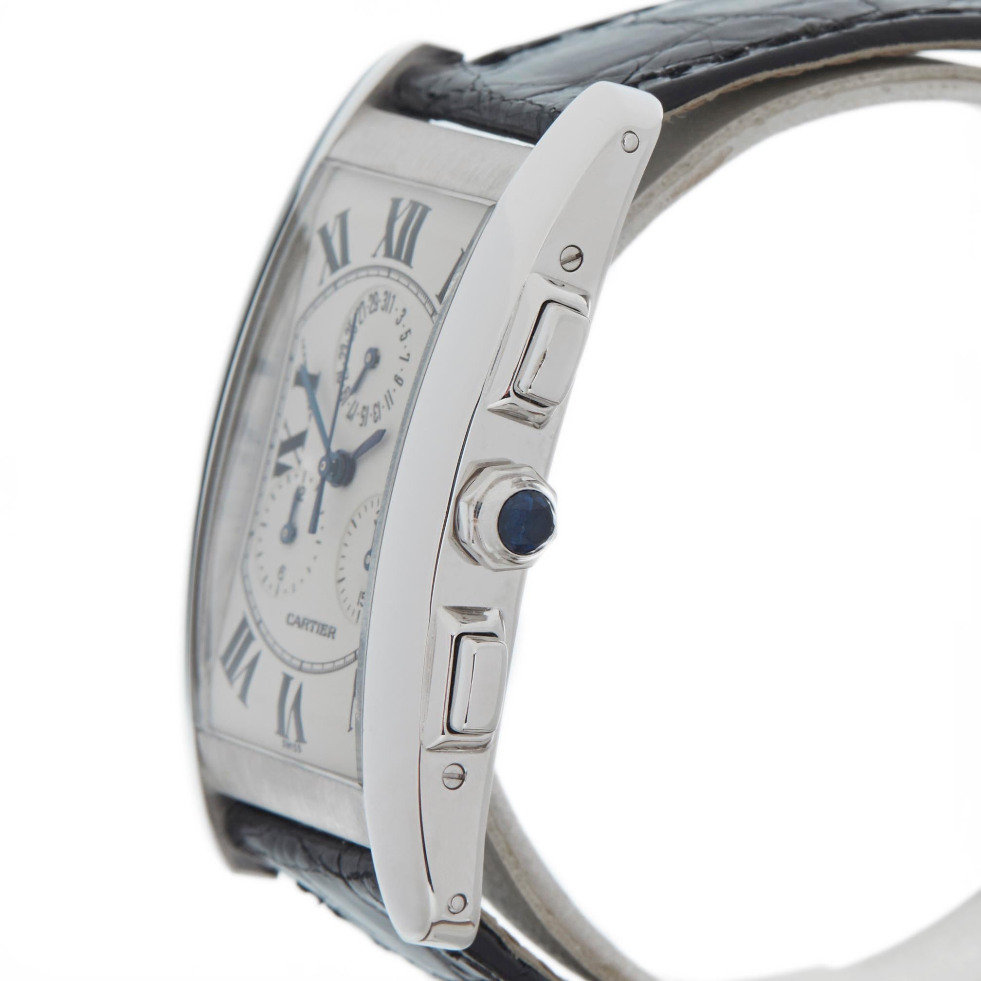 Men's 2000s Cartier Tank Americaine White Gold W2603356 Wristwatch