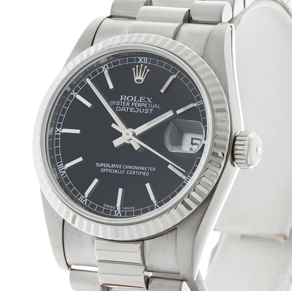 1991 Rolex Datejust White Gold 68279 Wristwatch In Excellent Condition In Bishops Stortford, Hertfordshire