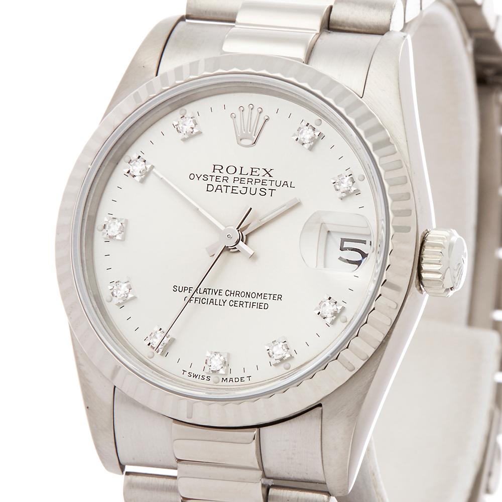 1990 Rolex Datejust White Gold 68279 Wristwatch In Excellent Condition In Bishops Stortford, Hertfordshire
