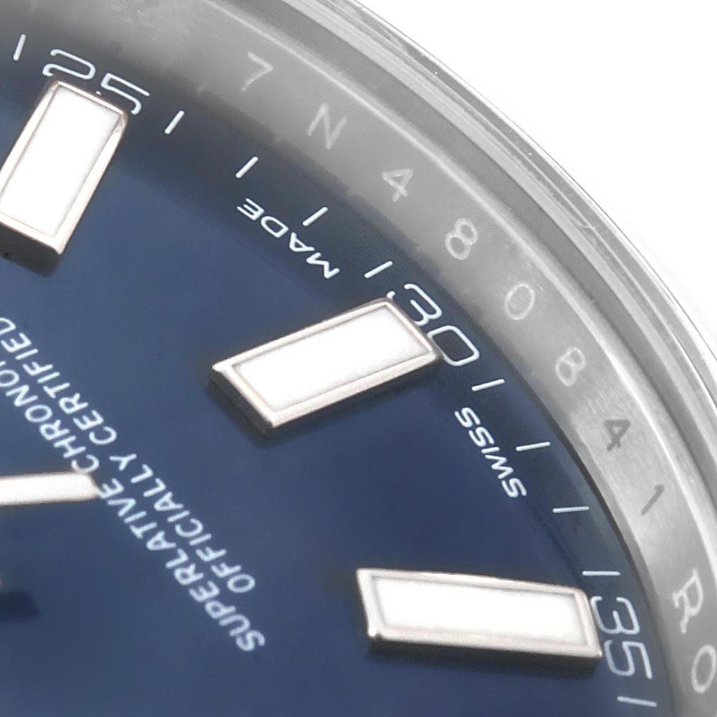 Rolex Datejust II Blue Baton Dial Steel Men’s Watch 116300 Box Card In Excellent Condition In Atlanta, GA