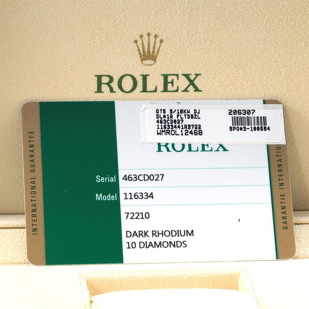 Rolex Datejust II Diamond Dial Fluted Bezel Men's Watch 116334 Box Card For Sale 9