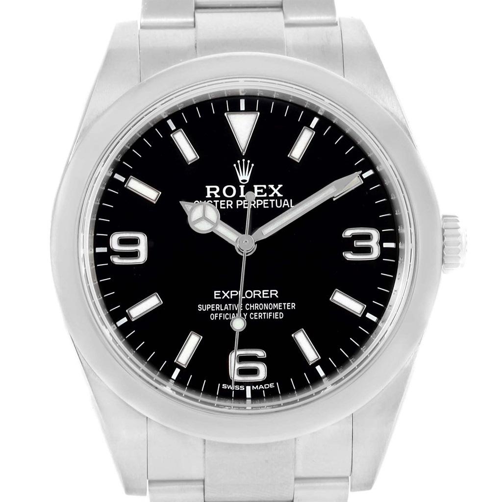 Rolex Explorer I 39 Black Dial Automatic Men’s Watch 214270 In Excellent Condition For Sale In Atlanta, GA