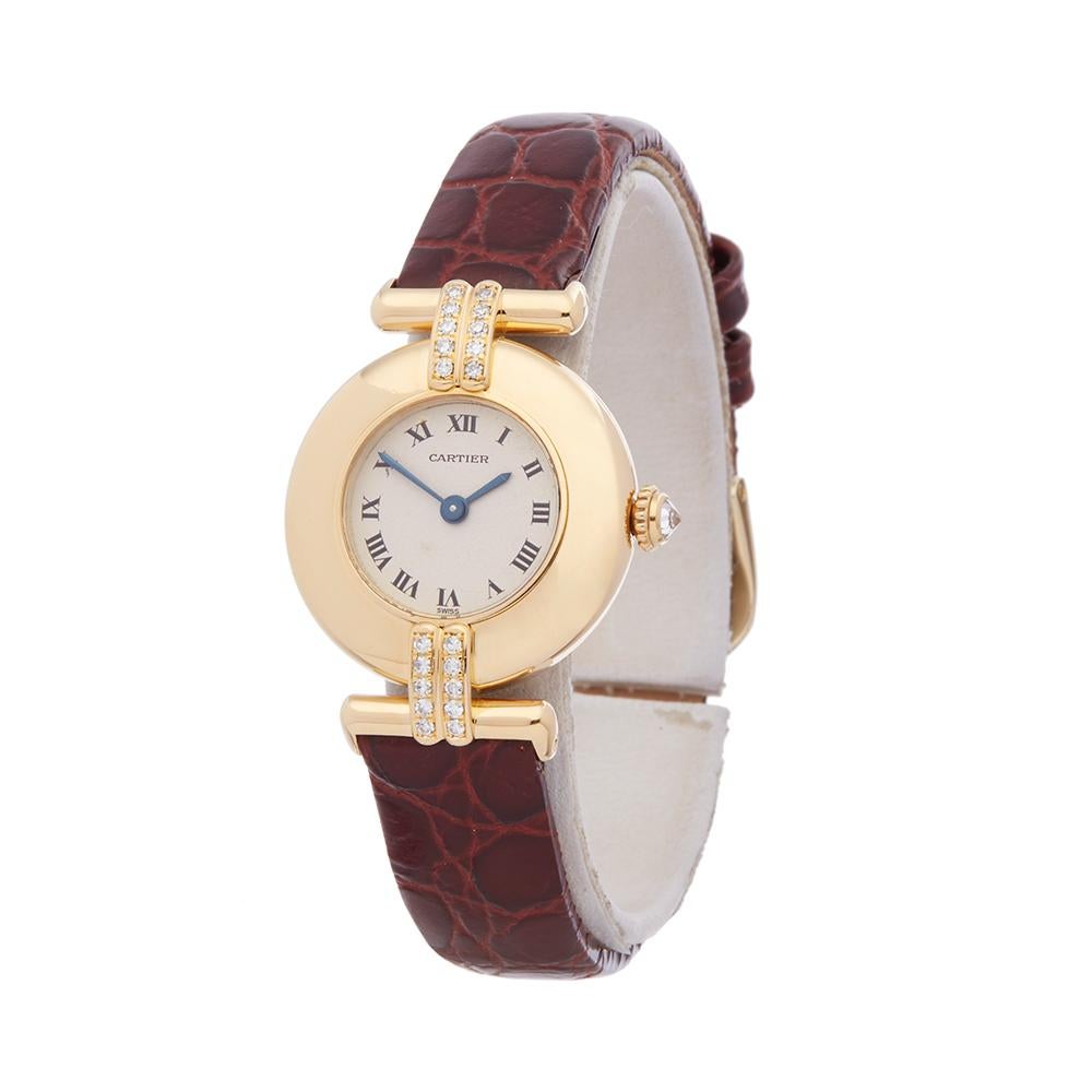 Women's 1990s Cartier Colisee Diamond Yellow Gold 1980 Wristwatch