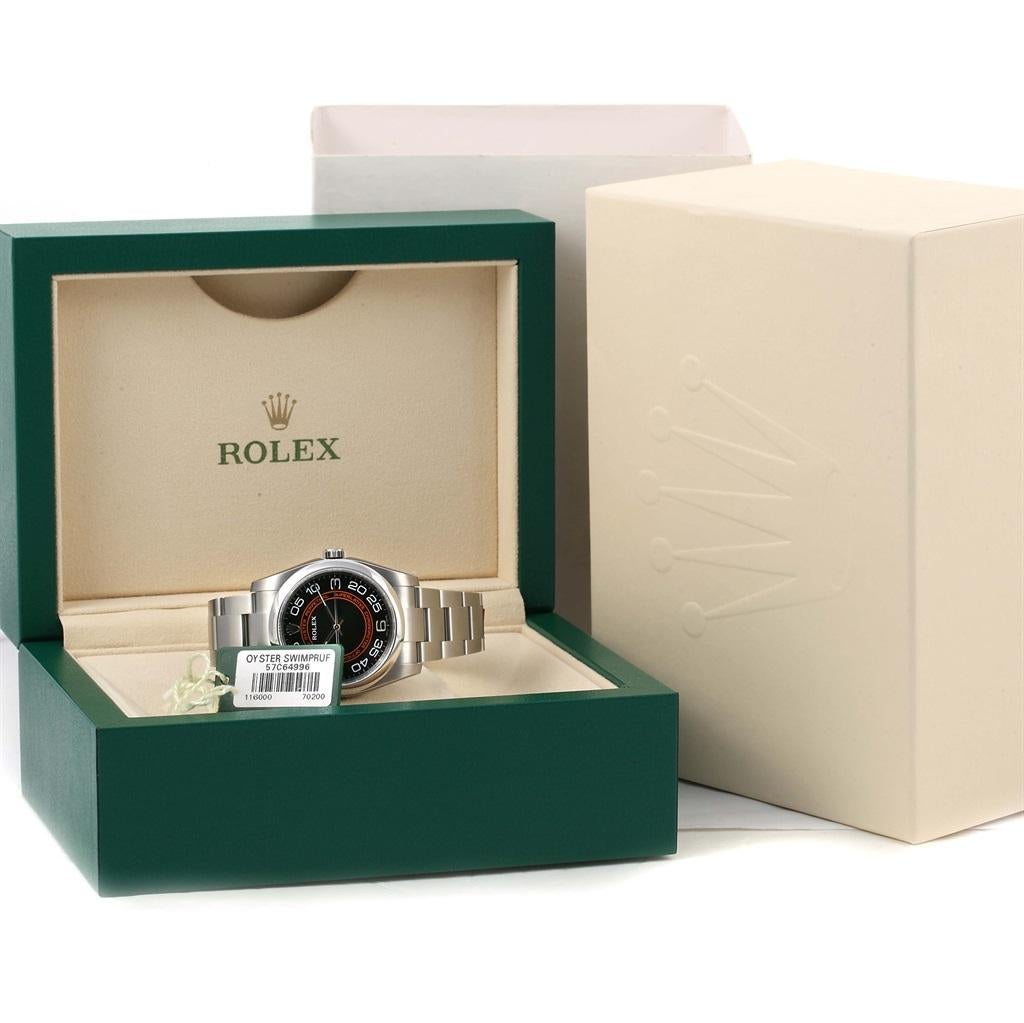 Rolex Non Date Black Brown Concentric Dial Steel Watch 116000 Unworn For Sale 7