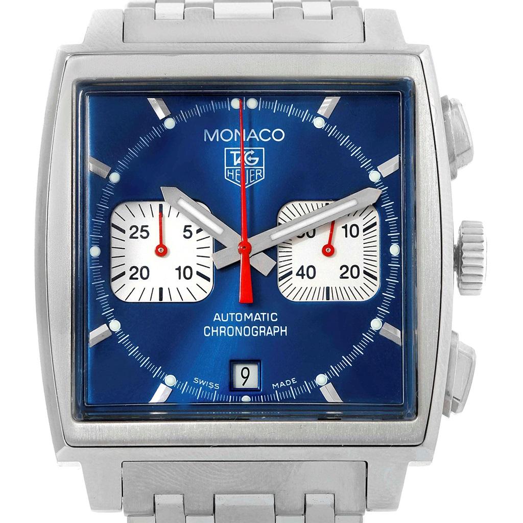 TAG Heuer Monaco Blue Dial Automatic Chronograph Men's Watch CW2113 For Sale