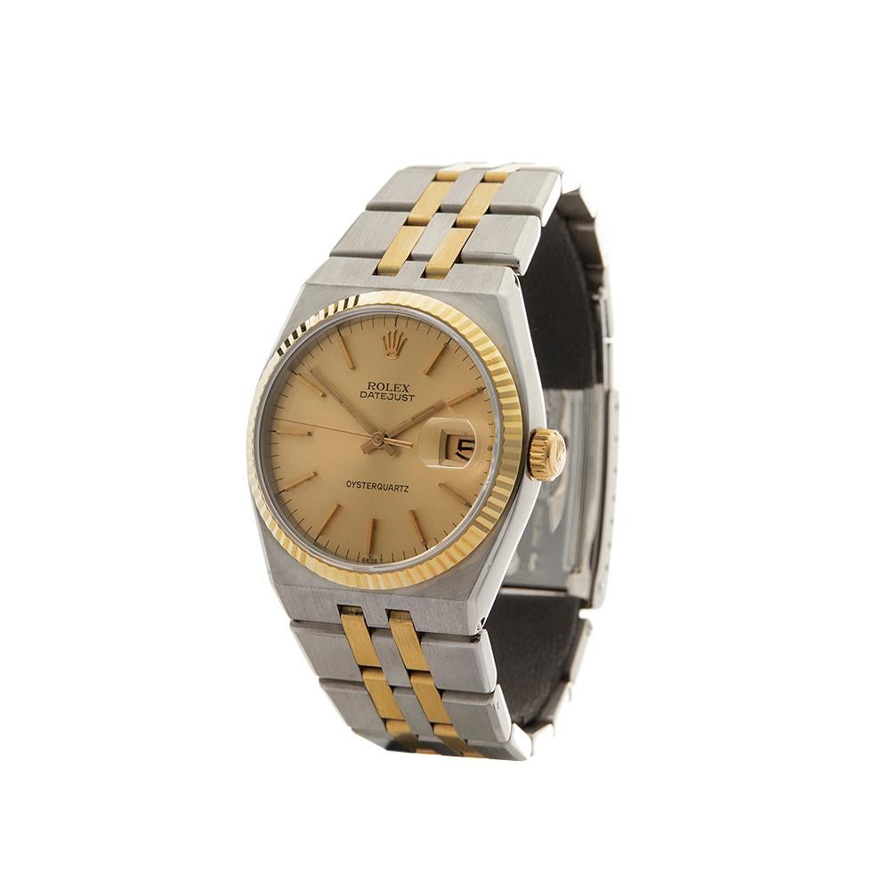 Vintage
 *
 *Complete with: Box Only dated 10th September 1969
 *Case Size: 36mm
 *Strap: Stainless Steel & 18K Yellow Gold
 *Age: 1969
 *Strap length: Adjustable up to 18.5cm. Please note we can order spare links and alternate length/colour straps