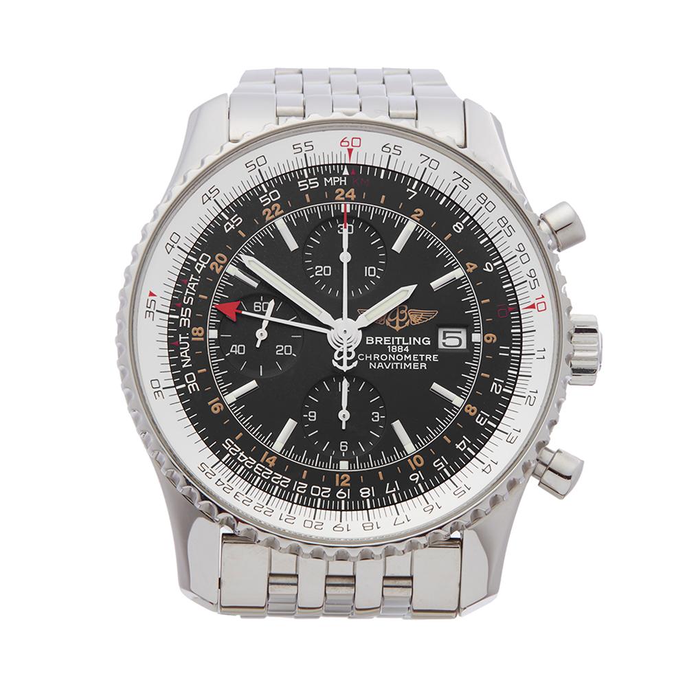 2008 Breitling Navitimer World Chronograph Stainless Steel A24322 Wristwatch