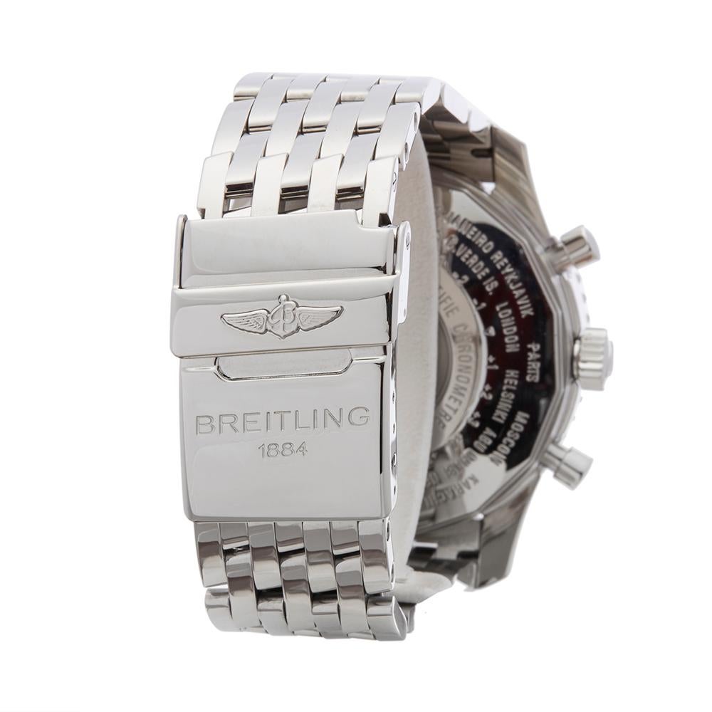 2008 Breitling Navitimer World Chronograph Stainless Steel A24322 Wristwatch In Excellent Condition In Bishops Stortford, Hertfordshire