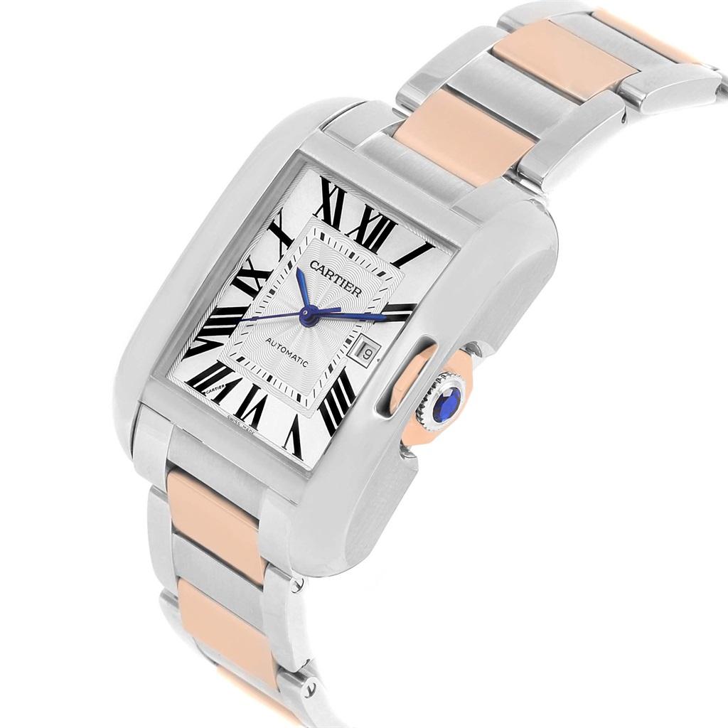 Women's or Men's Cartier Tank Anglaise Large Steel Rose Gold Watch W5310007 For Sale