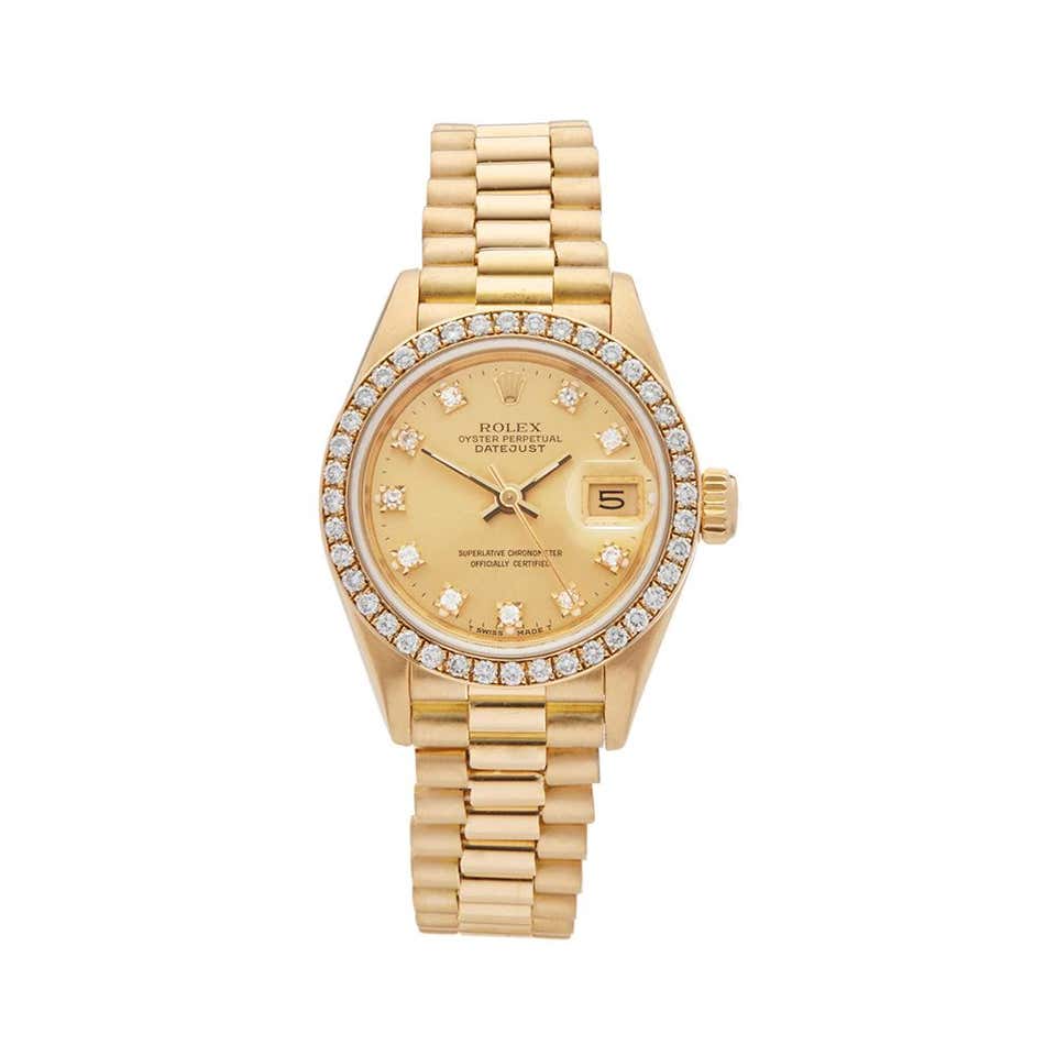1989 Rolex Datejust Yellow Gold 69138 Wristwatch at 1stDibs