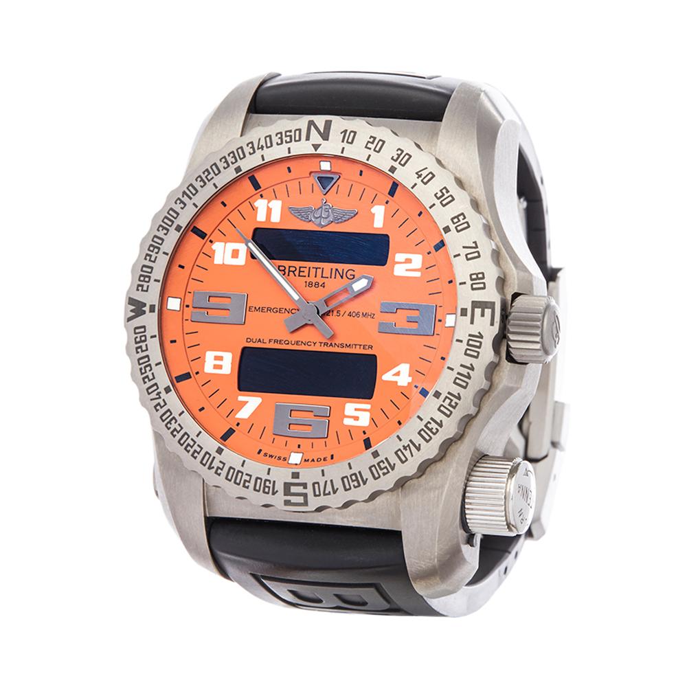 Contemporary 2015 Breitling Emergency II Titanium E76325A5 Wristwatch
 *
 *Complete with: Box, Manuals & Guarantee dated 6th January 2015
 *Case Size: 51mm
 *Strap: Black Rubber
 *Age: 2015
 *Strap length: Adjustable up to 20cm. Please note we can