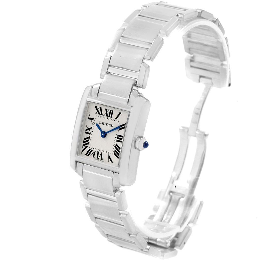 Cartier Tank Francaise White Gold Quartz Ladies Watch W50012S3 In Excellent Condition For Sale In Atlanta, GA