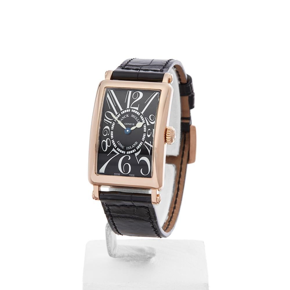 Contemporary 2000 Franck Muller Long Island Rose Gold 902QZ Wristwatch
 *
 *Complete with: Box Only dated 2000
 *Case Size: 23mm by 40mm
 *Strap: Black Leather
 *Age: 2000
 *Strap length: Adjustable up to 18cm. Please note we can order spare links