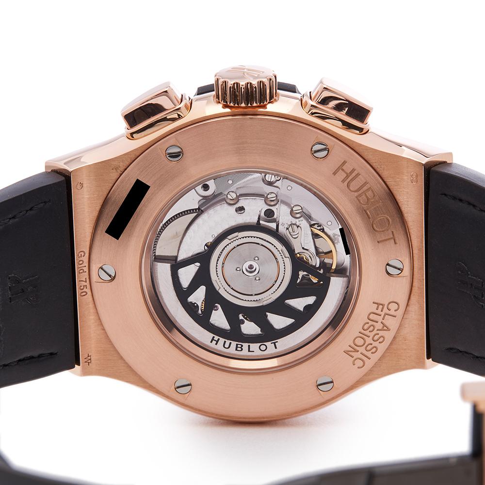 2015 Hublot Classic Fusion Chronograph Rose Gold 521.OX.1180.LR Wristwatch In Excellent Condition In Bishops Stortford, Hertfordshire