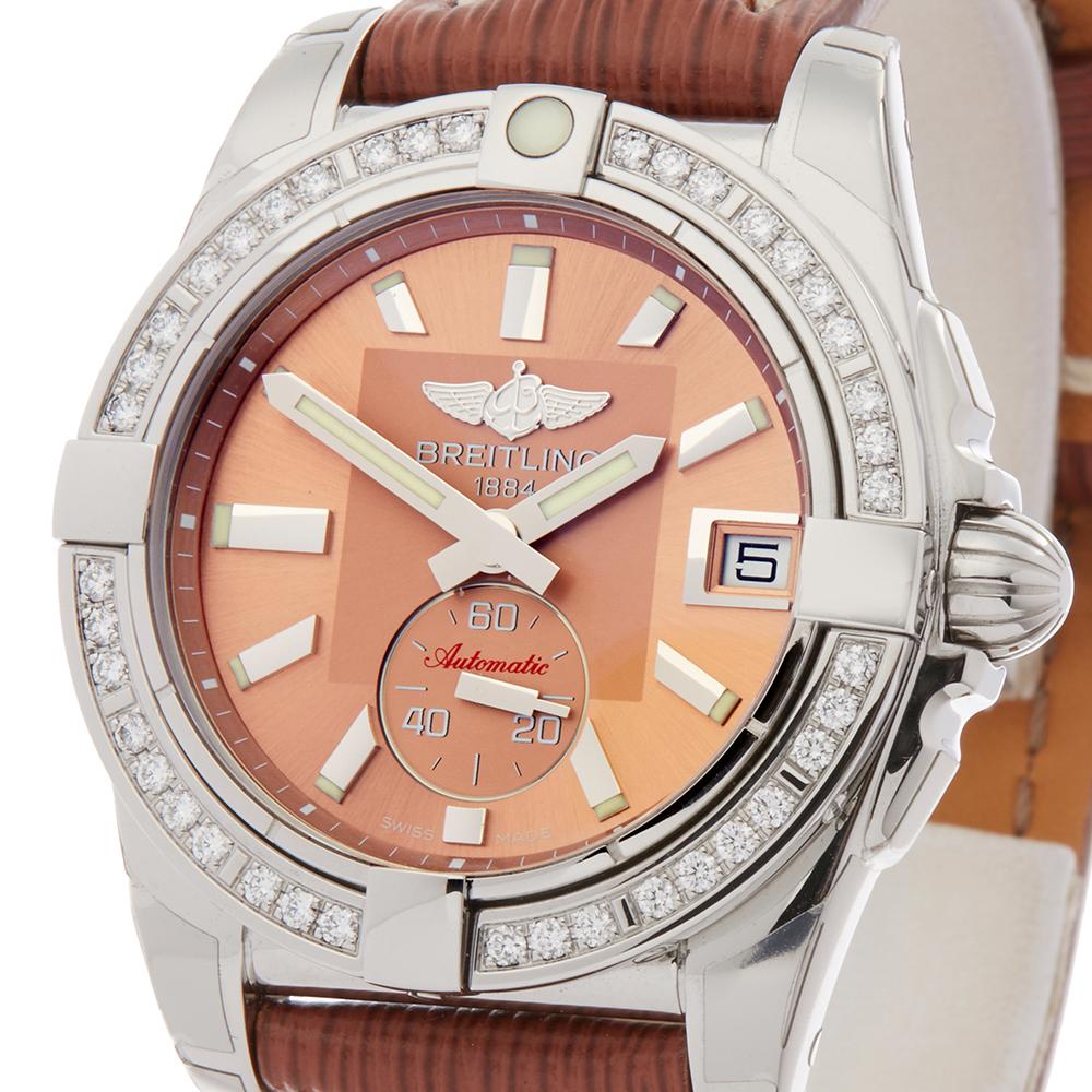 Contemporary 2018 Breitling Galactic Diamond Stainless Steel A3733053/Q582 Wristwatch
 *
 *Complete with: Box, Manuals & Guarantee dated 2018
 *Case Size: 36mm
 *Strap: Brown Leather
 *Age: 2018
 *Strap length: Adjustable up to 20cm. Please note we