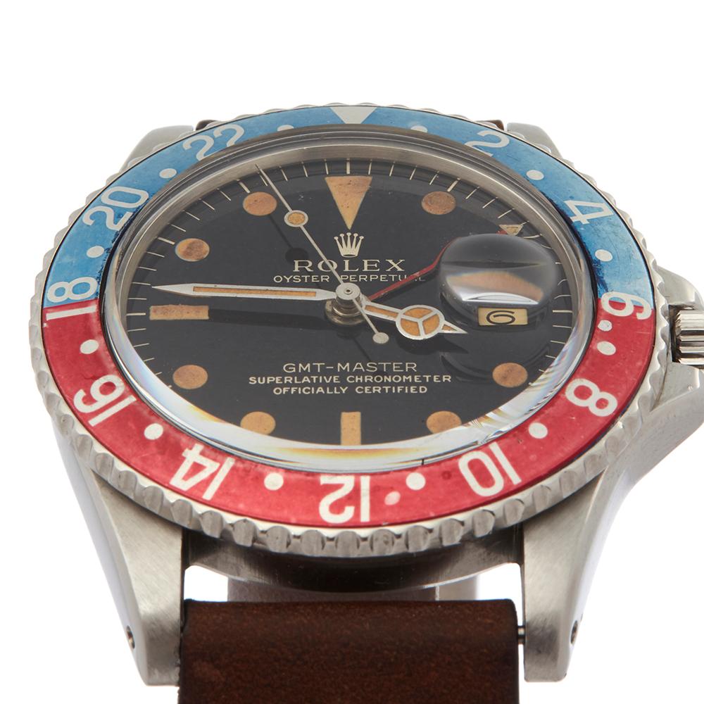 1965 Rolex GMT-Master Pepsi Gilt Dial Stainless Steel 1675 Wristwatch im Zustand „Gut“ in Bishops Stortford, Hertfordshire