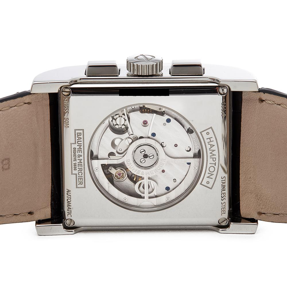 2015 Baume & Mercier Hampton Chronograph Stainless Steel MOA10032 Wristwatch In Excellent Condition In Bishops Stortford, Hertfordshire