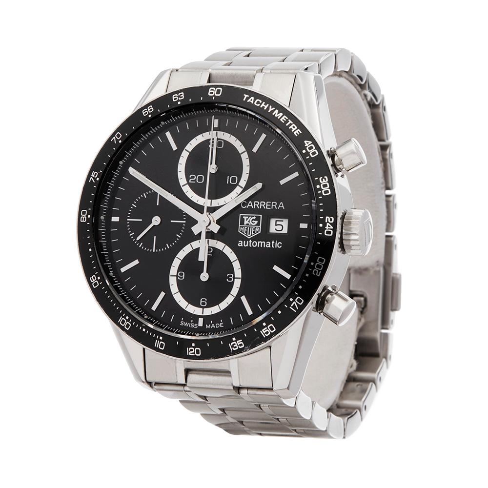 Contemporary 2000's Tag Heuer Carrera Chronograph Stainless Steel CV2010-3 Wristwatch
 *
 *Complete with: Xupes Presentation Pouch dated 2000's
 *Case Size: 41mm
 *Strap: Stainless Steel
 *Age: 2000's
 *Strap length: Adjustable up to 18cm. Please