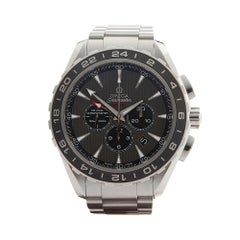 2011 Omega Seamaster Aqua Terra GMT Chronograph Stainless Steel Wristwatch