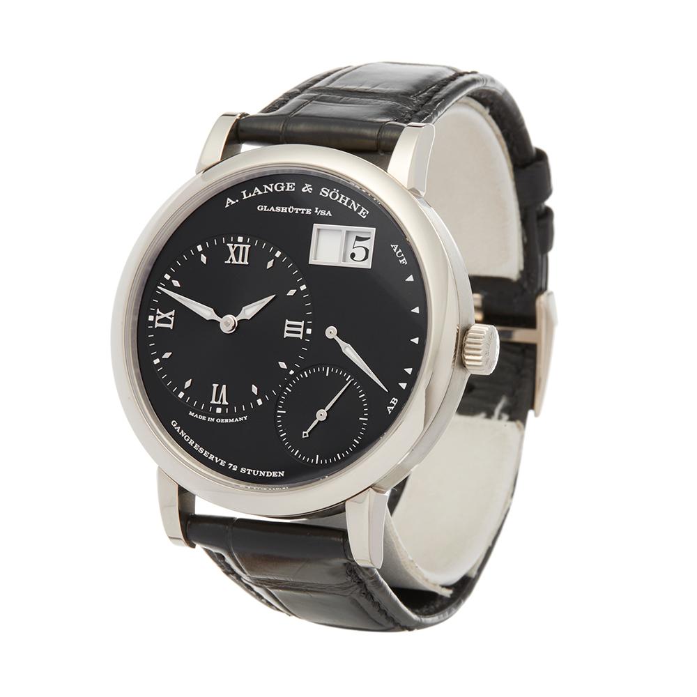 Contemporary 2016 A. Lange & Sohne Grand Lange One White Gold 117.028 Wristwatch
 *
 *Complete with: Box, Manuals & Guarantee dated 22nd December 2016
 *Case Size: 41mm
 *Strap: Black Crocodile Leather
 *Age: 2016
 *Strap length: Adjustable up to