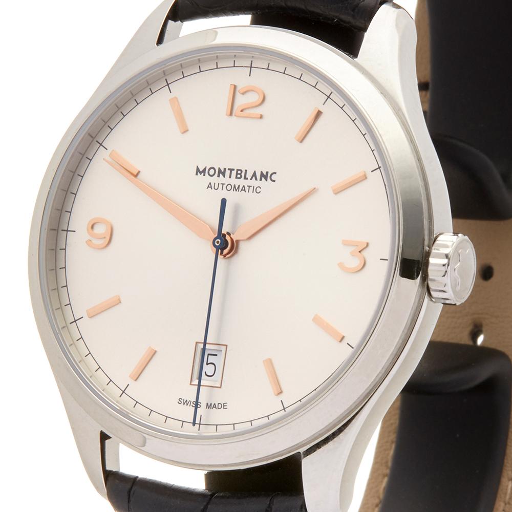 2017 Montblanc Heritage Stainless Steel 112520 Wristwatch In New Condition In Bishops Stortford, Hertfordshire