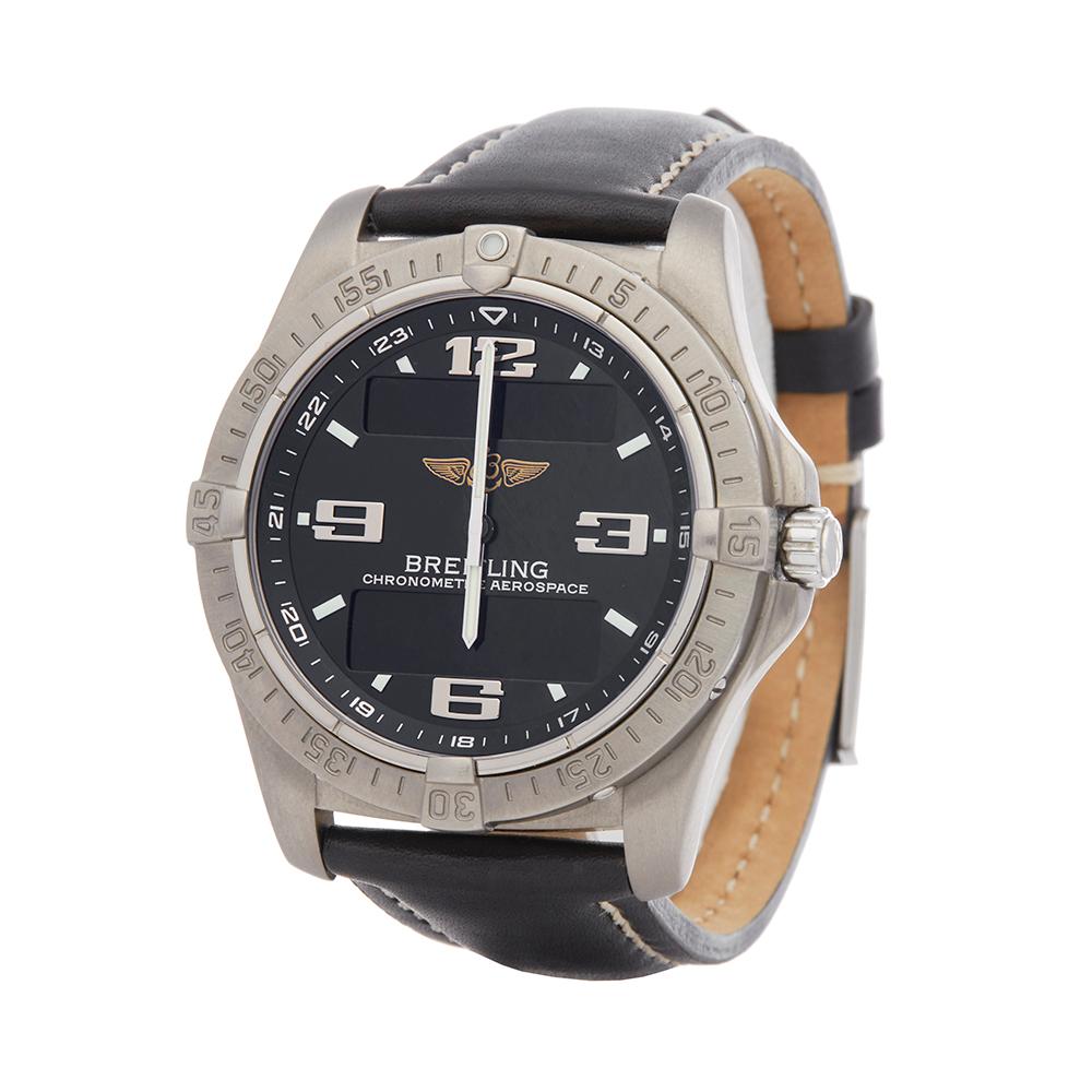 Contemporary 2000 Breitling Aerospace Titanium E79362 Wristwatch
 *
 *Complete with: Xupes Presentation Box dated 2000
 *Case Size: 42mm
 *Strap: Black Leather
 *Age: 2000
 *Strap length: Adjustable up to 20cm. Please note we can order spare links