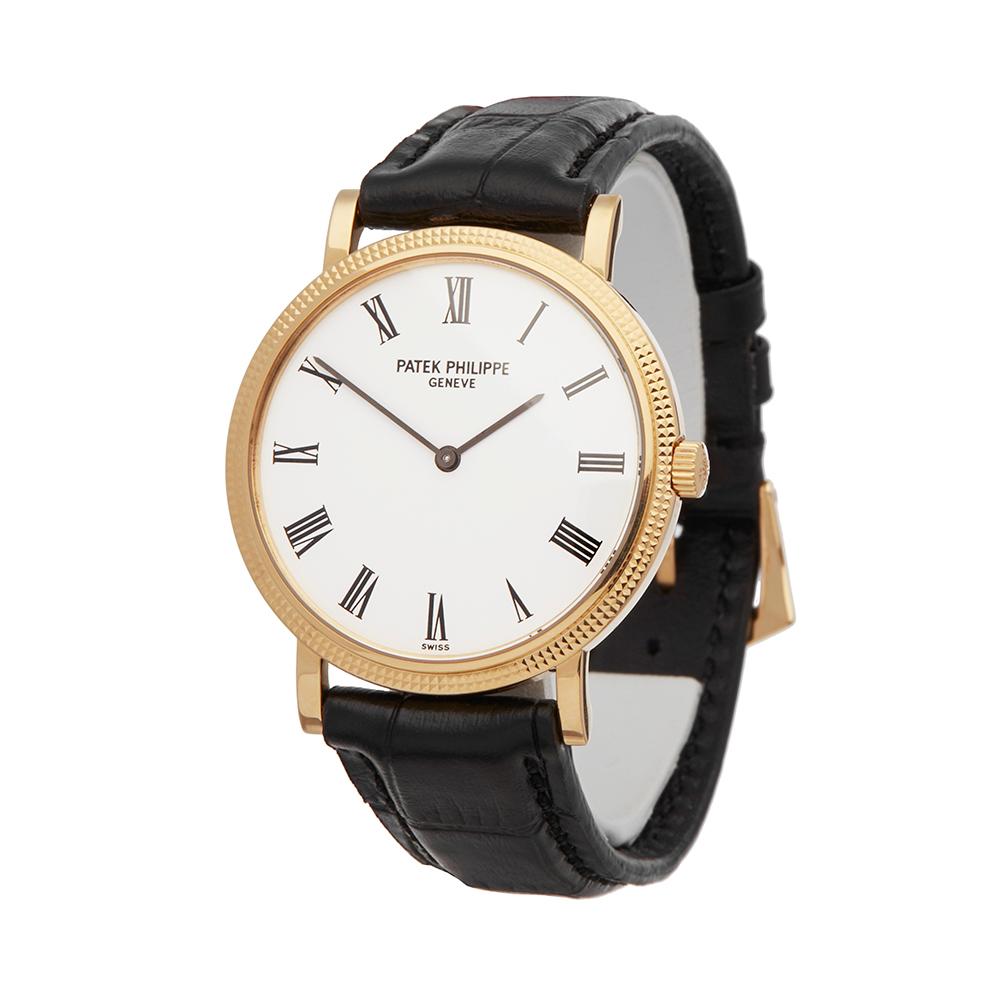 Contemporary 2000's Patek Philippe Calatrava Stainless Steel 5120 Wristwatch
 *
 *Complete with: Box, Manuals & Guarantee dated 2000's
 *Case Size: 35mm
 *Strap: Black Leather
 *Age: 2000's
 *Strap length: Adjustable up to 20cm. Please note we can