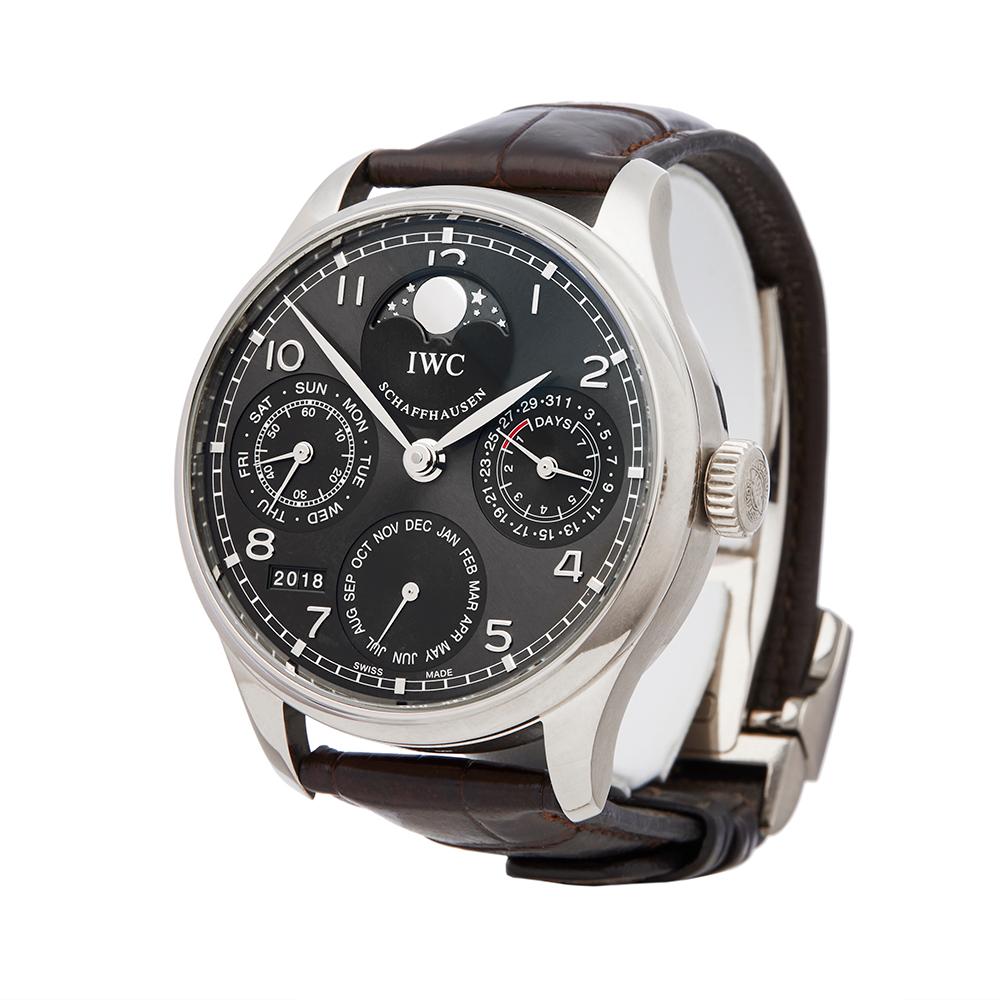 Contemporary 2012 IWC Pilot's Perpetual Calendar White Gold IW502307 Wristwatch
 *
 *Complete with: Box, Manuals & Guarantee dated 31st December 2012
 *Case Size: 44mm
 *Strap: Black Leather
 *Age: 2012
 *Strap length: Adjustable up to 20cm. Please