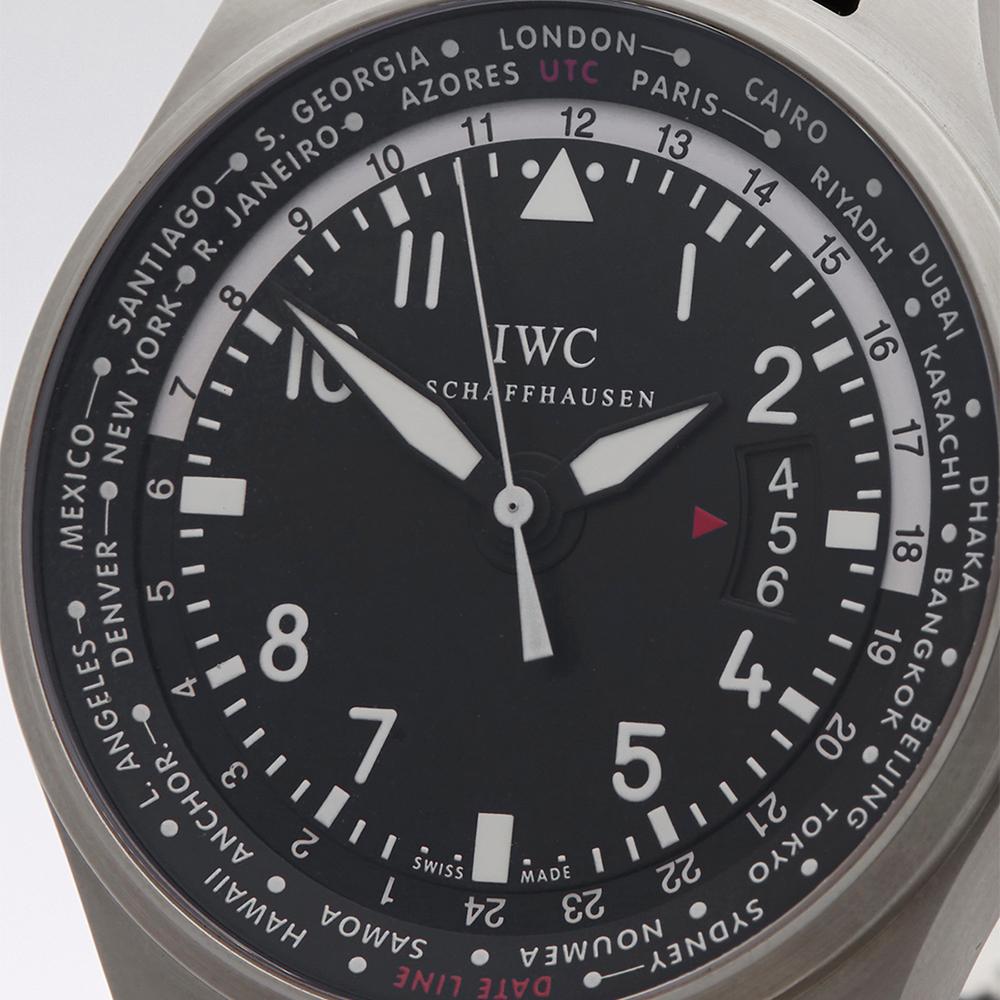 Contemporary 2016 IWC Pilot's WorldTimer GMT Stainless Steel IW326201 Wristwatch
 *
 *Complete with: Box, Manuals & Guarantee dated 7th April 2016
 *Case Size: 45mm
 *Strap: Black Crocodile Leather
 *Age: 2016
 *Strap length: Adjustable up to 20cm.