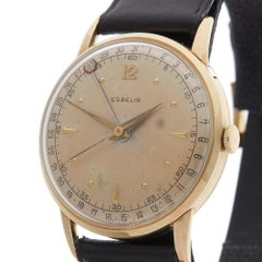 1940's Gubelin Vintage Pointed Date Yellow Gold Wristwatch