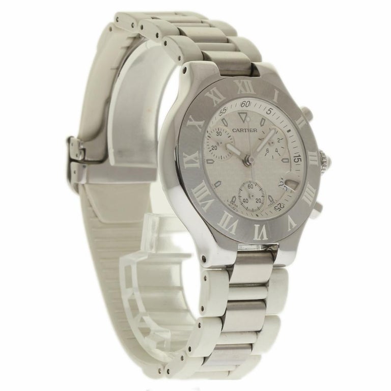 cartier must 21 chronoscaph women's white watch