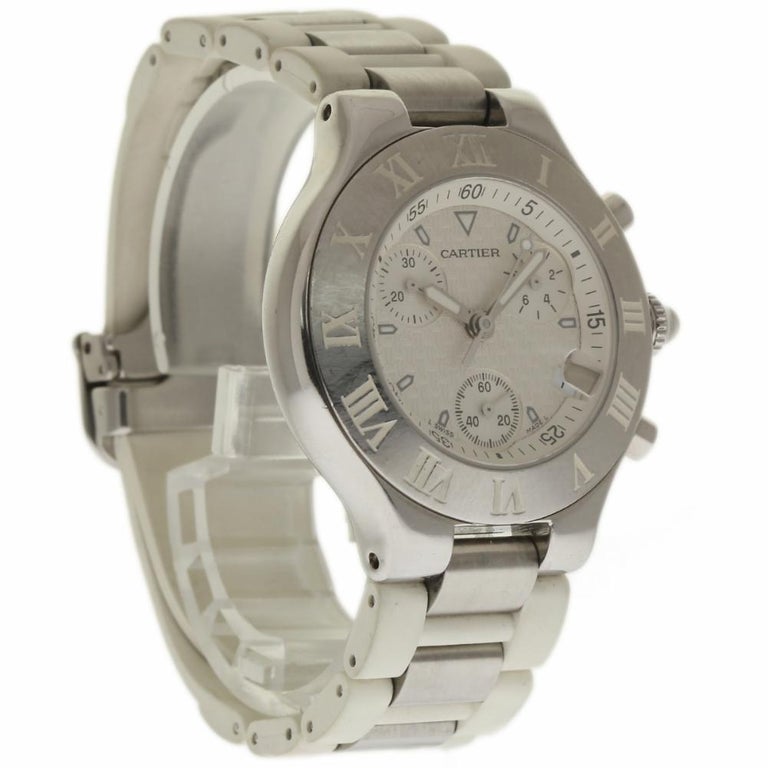 cartier must 21 chronoscaph women's white watch