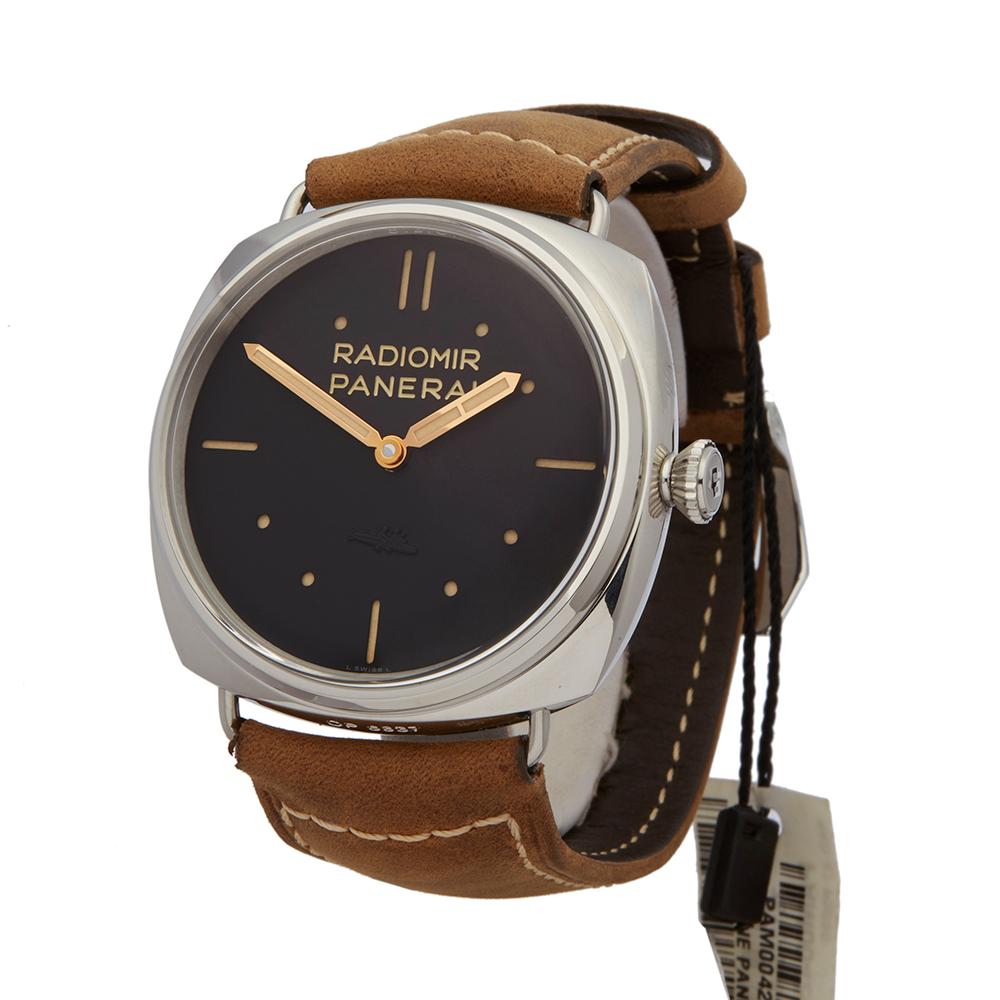 Contemporary 2018 Panerai Radiomir Stainless Steel PAM00425 Wristwatch
 *
 *Complete with: Box, Manuals & Guarantee dated 29th June 2018
 *Case Size: 47mm
 *Strap: Brown Calf Leather
 *Age: 2018
 *Strap length: Adjustable up to 20cm. Please note we