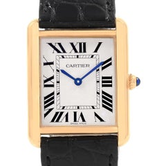 Cartier Tank Solo Yellow Gold Steel Men's Watch W1018855 Box Papers