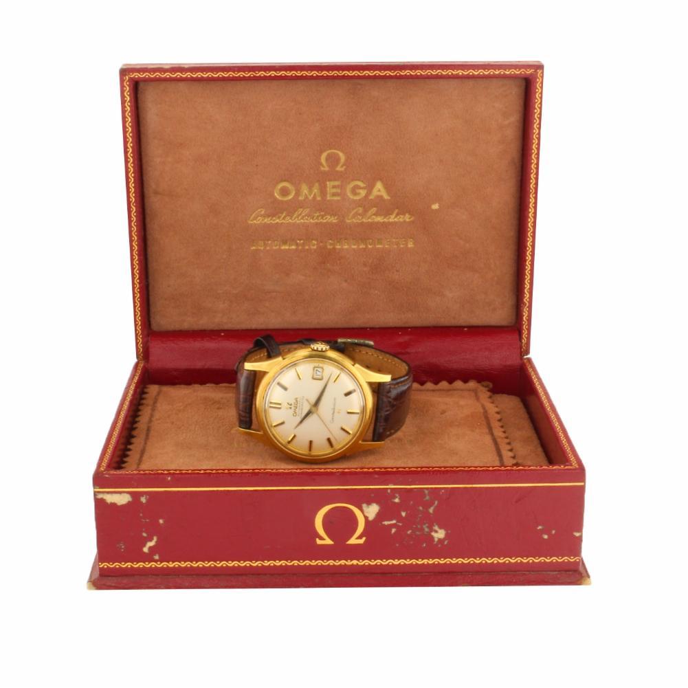 Women's Vintage Omega Constellation 18K Yellow Gold Automatic 34 mm Men Watch Box Papers For Sale