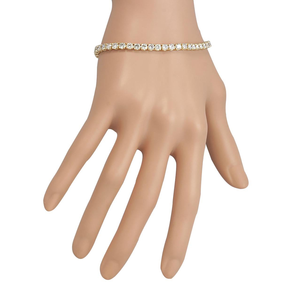 Armband aus 14 Karat Gelbgold mit 6,60 Karat Diamanten  (Rundschliff) im Angebot