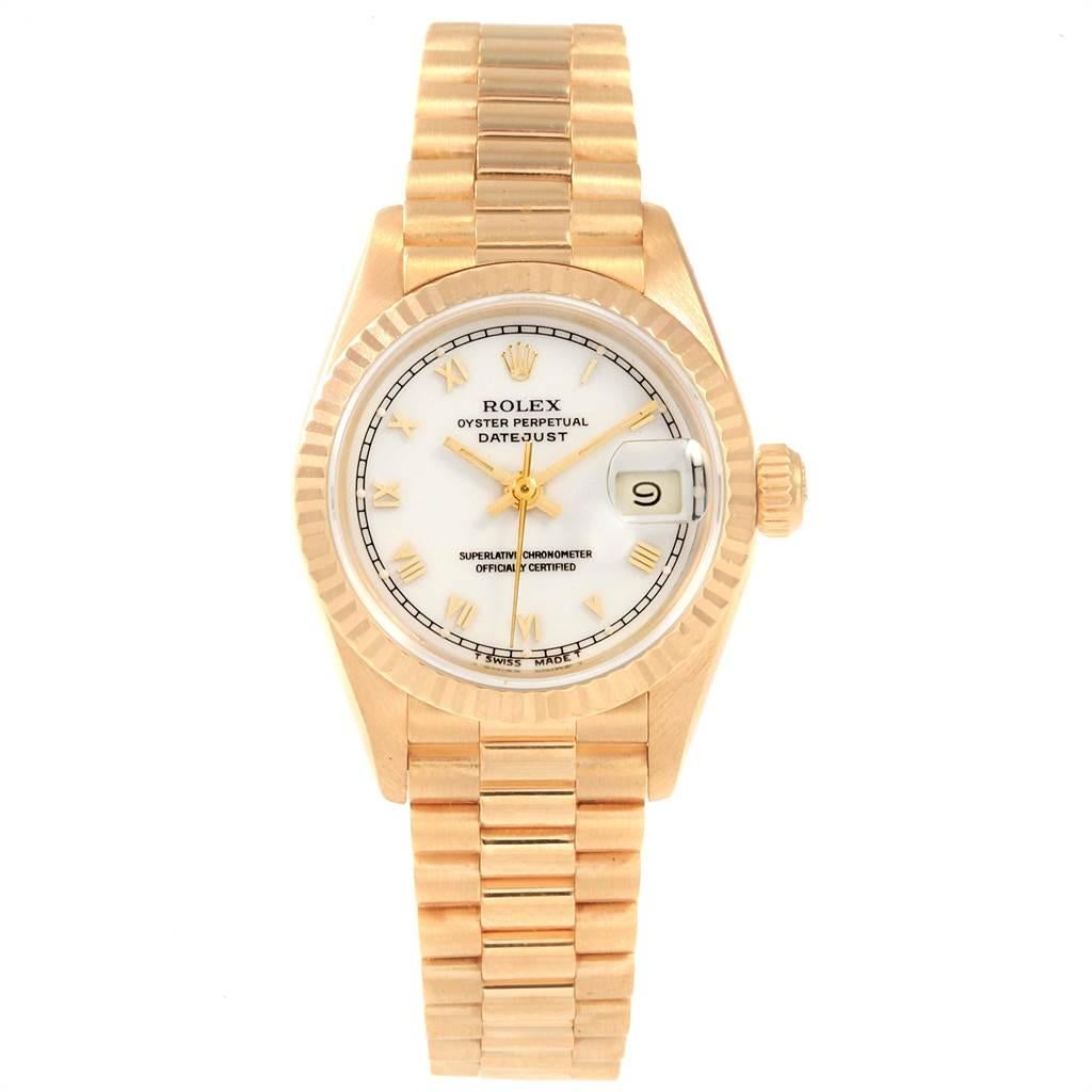 Rolex President Datejust 26 Yellow Gold Ladies Watch 69178 Box In Excellent Condition In Atlanta, GA