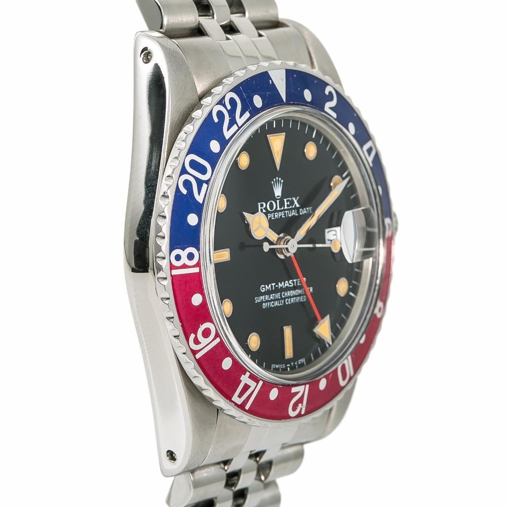 Rolex GMT Master 16750, Black Dial Certified Authentic In Good Condition For Sale In Miami, FL