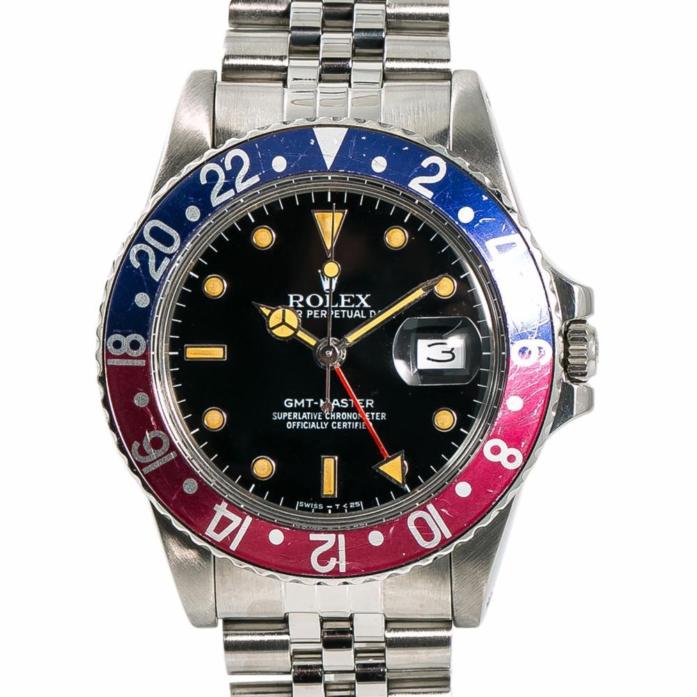 Women's Rolex GMT Master 16750, Black Dial Certified Authentic For Sale