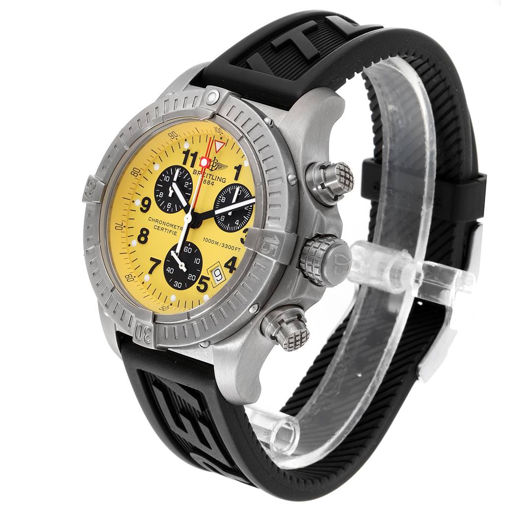 Breitling Aeromarine Chrono Avenger M1 Yellow Dial Titanium Watch E73360 For Sale At 1stdibs