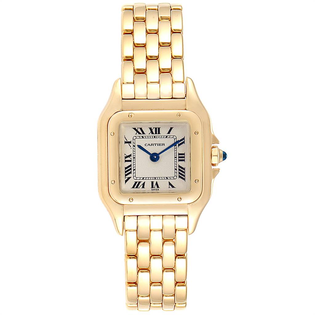 Yellow Gold Silver Dial Ladies Watch 