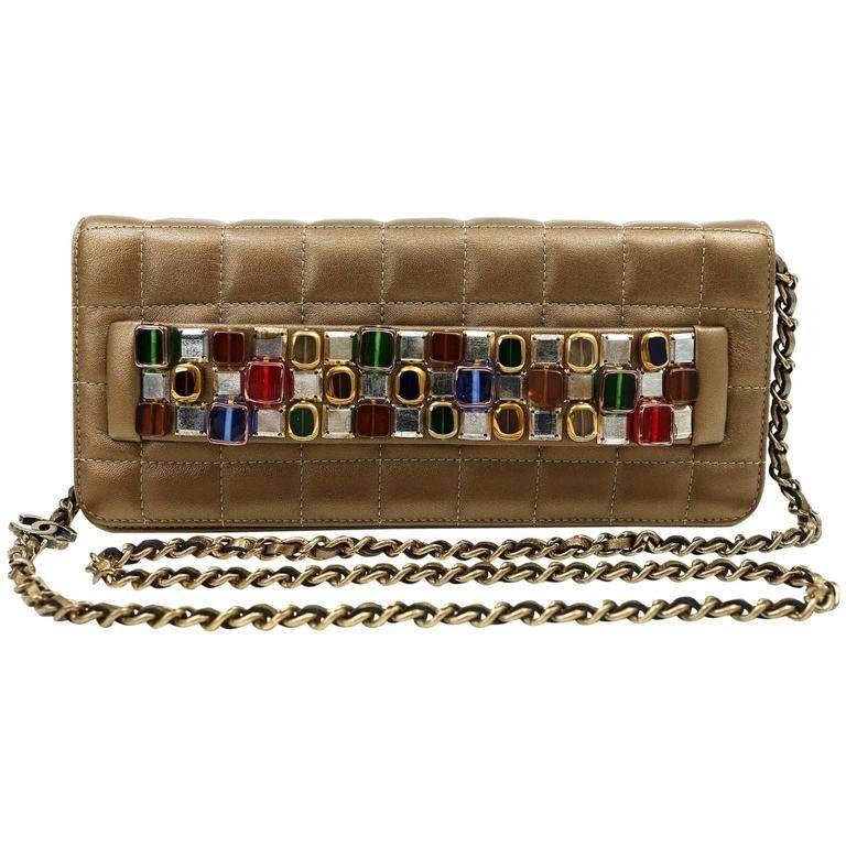 Chanel Paris Byzance Bronze Leather Jeweled Evening Bag