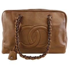 Chanel Bronze Leather Large Bowler Tote Bag