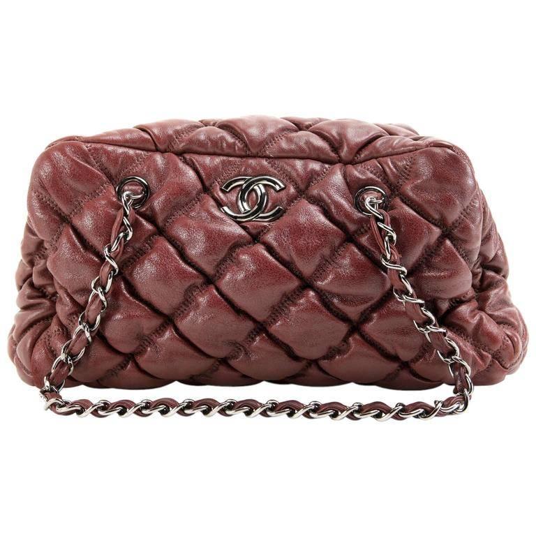 Chanel Dark Red Leather Bubble Quilt Bag