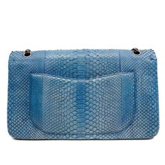 Chanel Blue Grey Python Maxi Shoulder Bag