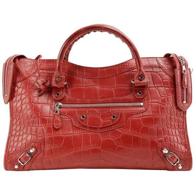Balenciaga Red Matte Crocodile City Bag at 1stDibs | balenciaga crocodile city bag, balenciaga