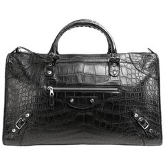 Balenciaga Black Crocodile Weekender Bag