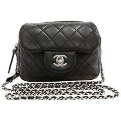 Chanel Black Lambskin Mini Flap Wallet on a Chain Bag